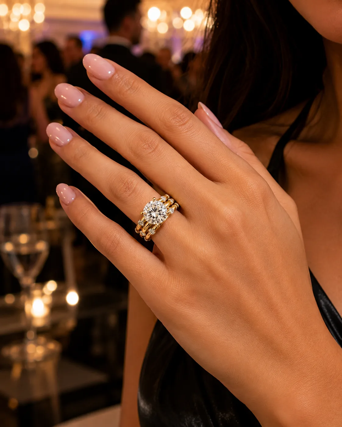 9ct Yellow Gold 3.84ct TDW Lab Grown Diamond Triple Row Engagement Ring – 3.02ct E/VS1 Centre