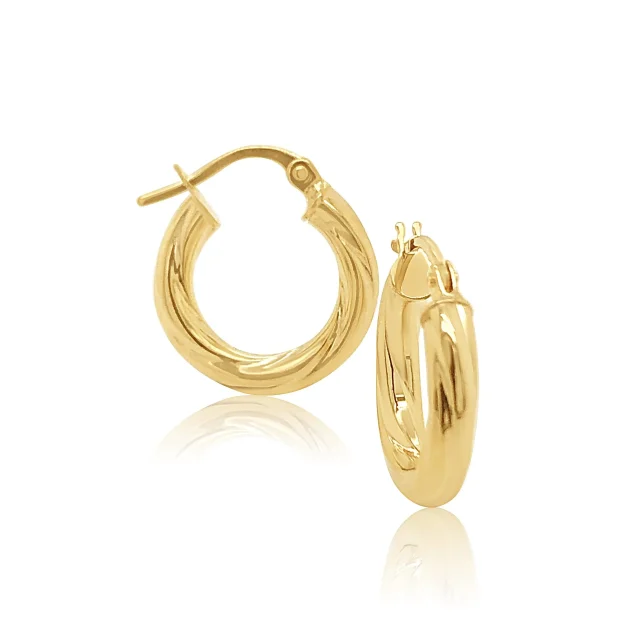 9ct Yellow Gold 3mm x 10mm Diameter Twist Hoop Earrings - 5ER0025
