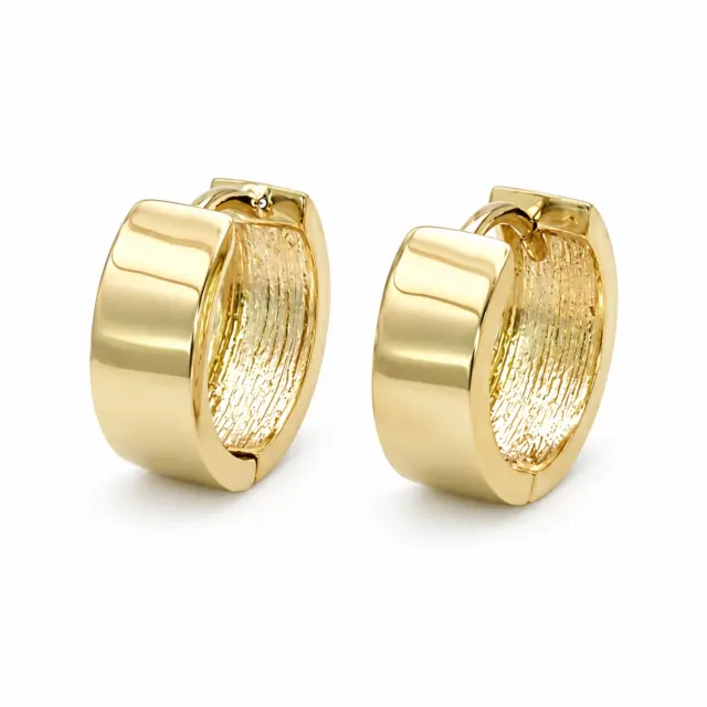 9ct Yellow Gold 4.7mm Wide Hinged Plain Huggie  Earrings