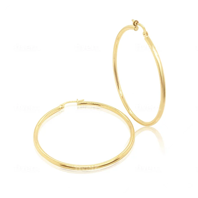 9ct Yellow Gold 40mm Diameter Round Hoop Earrings