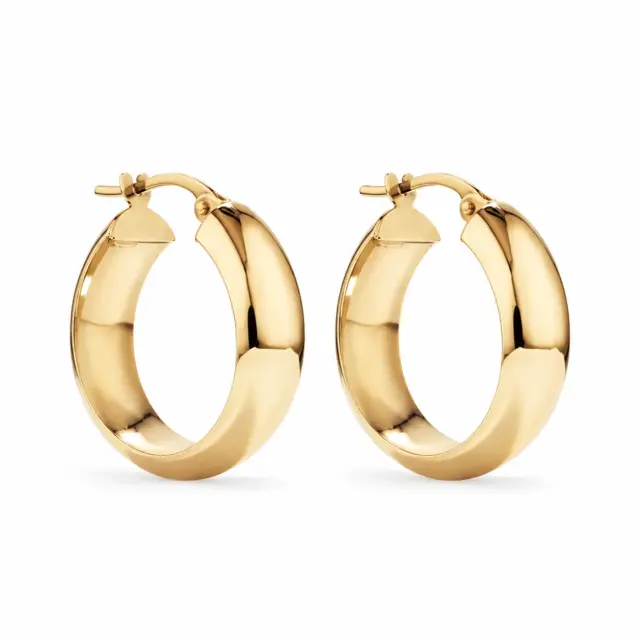 9ct Yellow Gold 5.5mm x 15mm Diameter Half Round Plain Hoop Earrings - 5ER0083