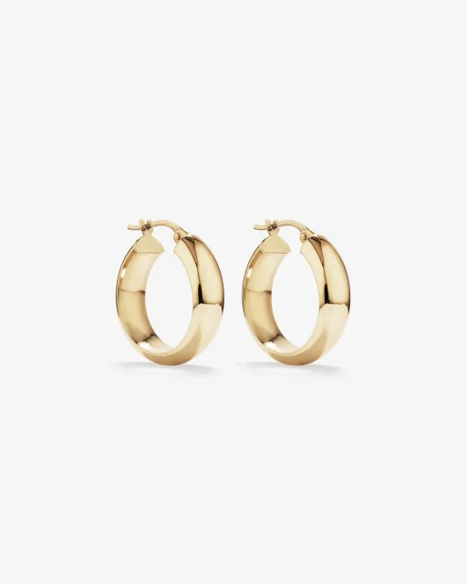 9ct Yellow Gold 5.5mm x 15mm Diameter Half Round Plain Hoop Earrings - 5ER0083