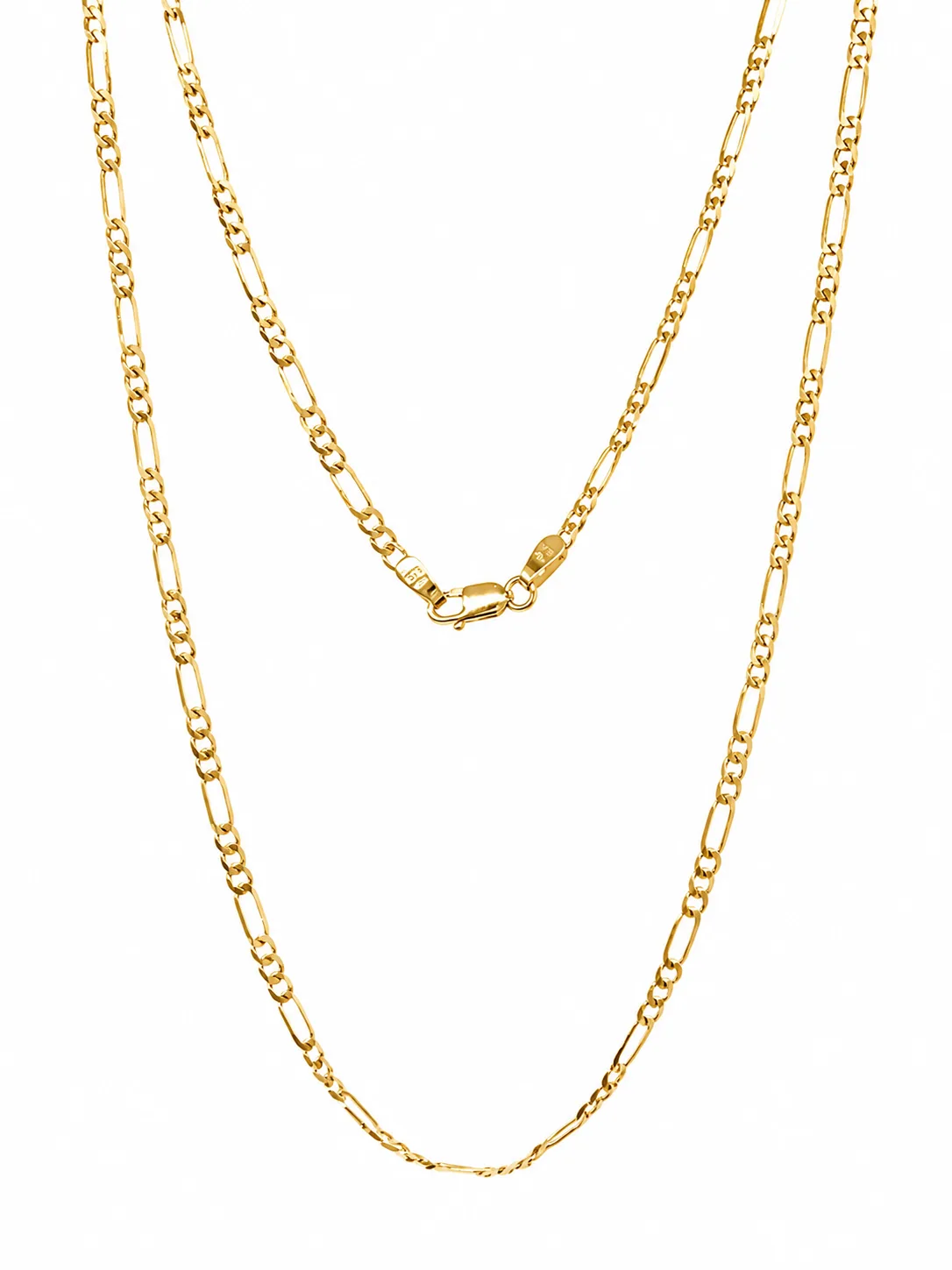 9ct Yellow Gold 6-Sided Diamond Cut 1+3 Figaro Link Chain 60cm – Made in Italy - 60HKI327