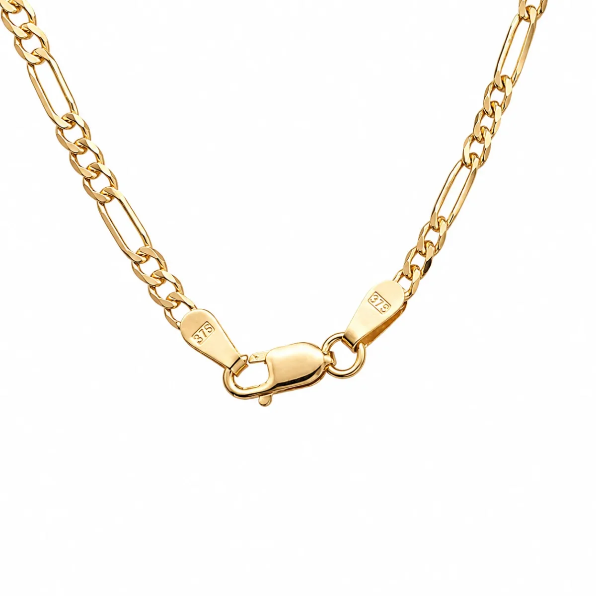 9ct Yellow Gold 6-Sided Diamond Cut 1+3 Figaro Link Chain 60cm – Made in Italy - 60HKI327
