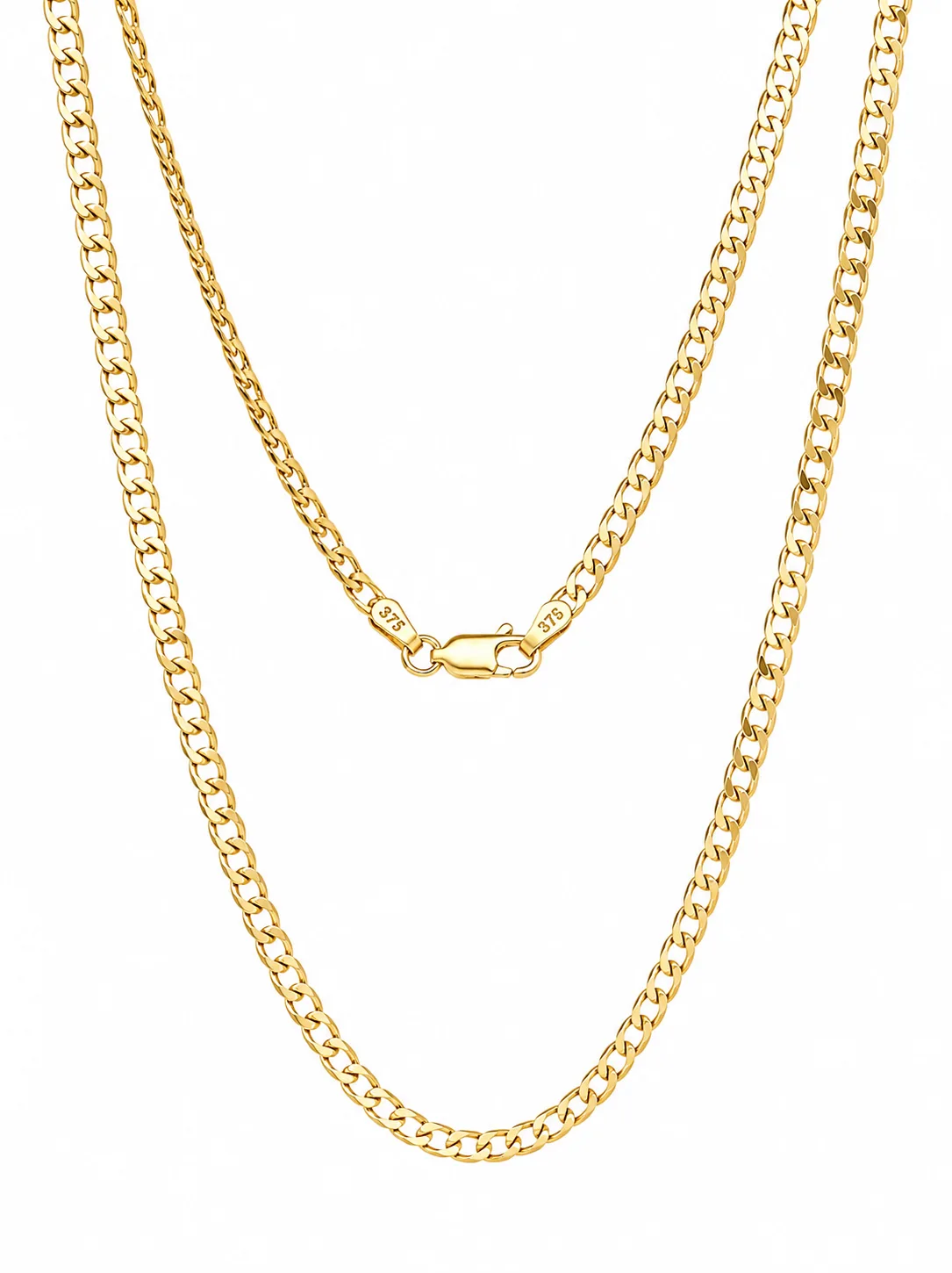 9ct Yellow Gold 6-Sided Diamond Cut Grumetta Rada Superlight Open Curb Necklace – 3.15mm - 80HKI445/4