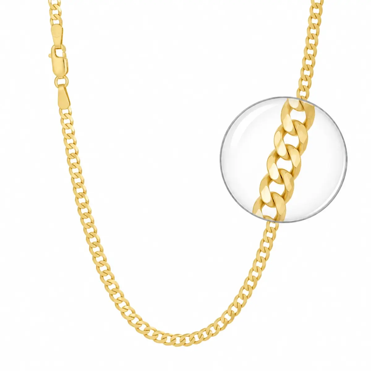 9ct Yellow Gold 6-Sided Diamond Cut Grumetta Rada Superlight Open Curb Necklace – 3.15mm - 80HKI445/4