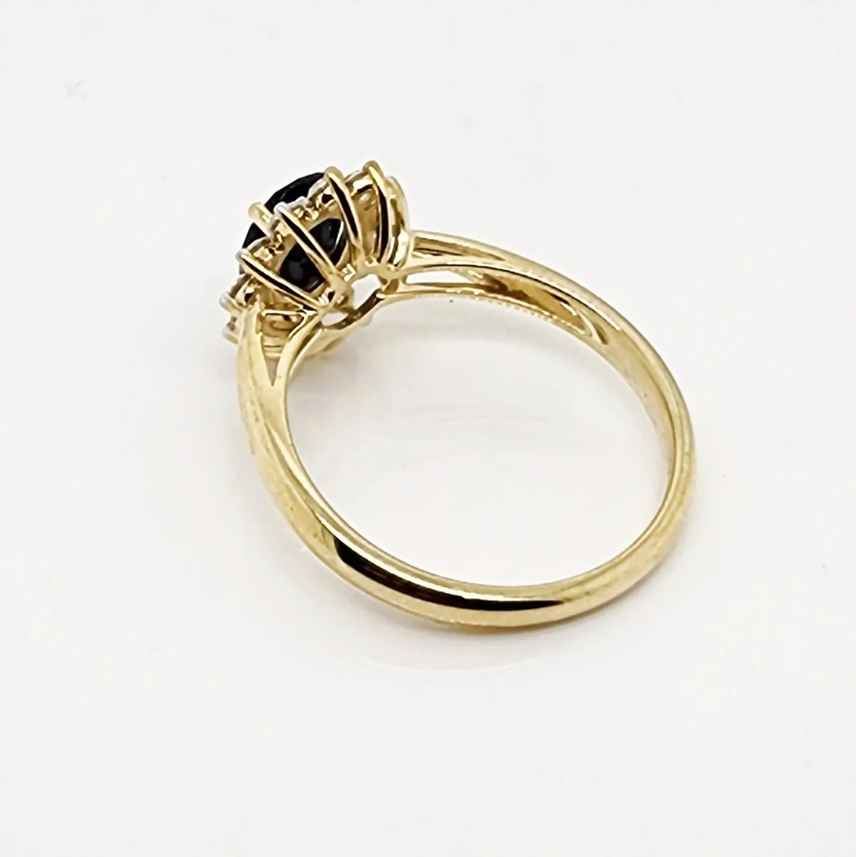 9ct Yellow Gold 6 x 8 Oval Black Sapphire with 0.54ct LAB Diamond Halo Setting - D/A469BSLGD