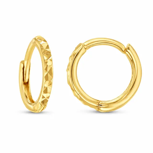 9ct Yellow Gold 6mm Mini Diamond Cut Huggies