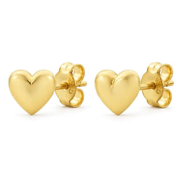 9ct Yellow Gold 6mm Polished Heart Stud Earrings - 5ER0275