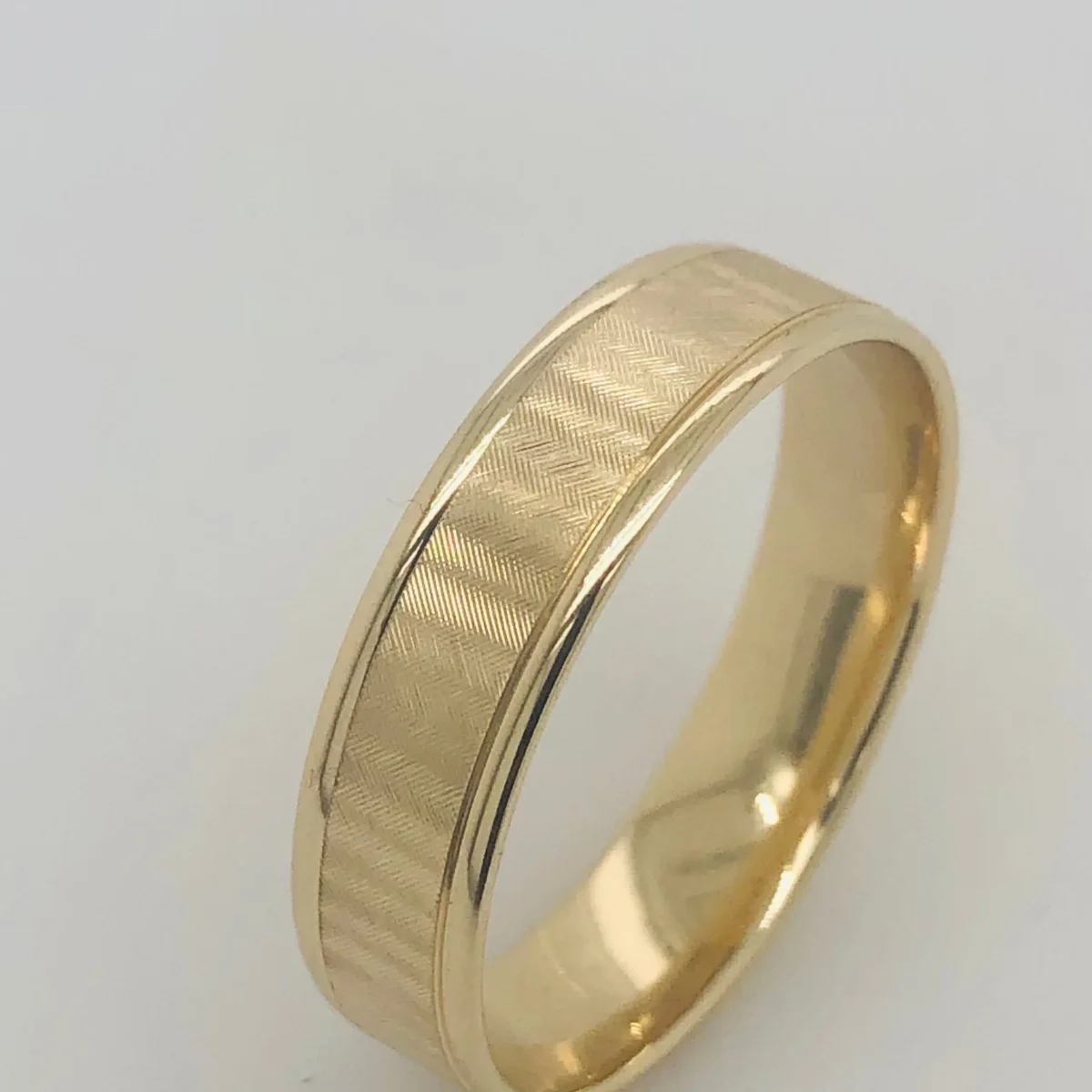 9ct Yellow Gold 6mm Wide Patterned Wedding Band