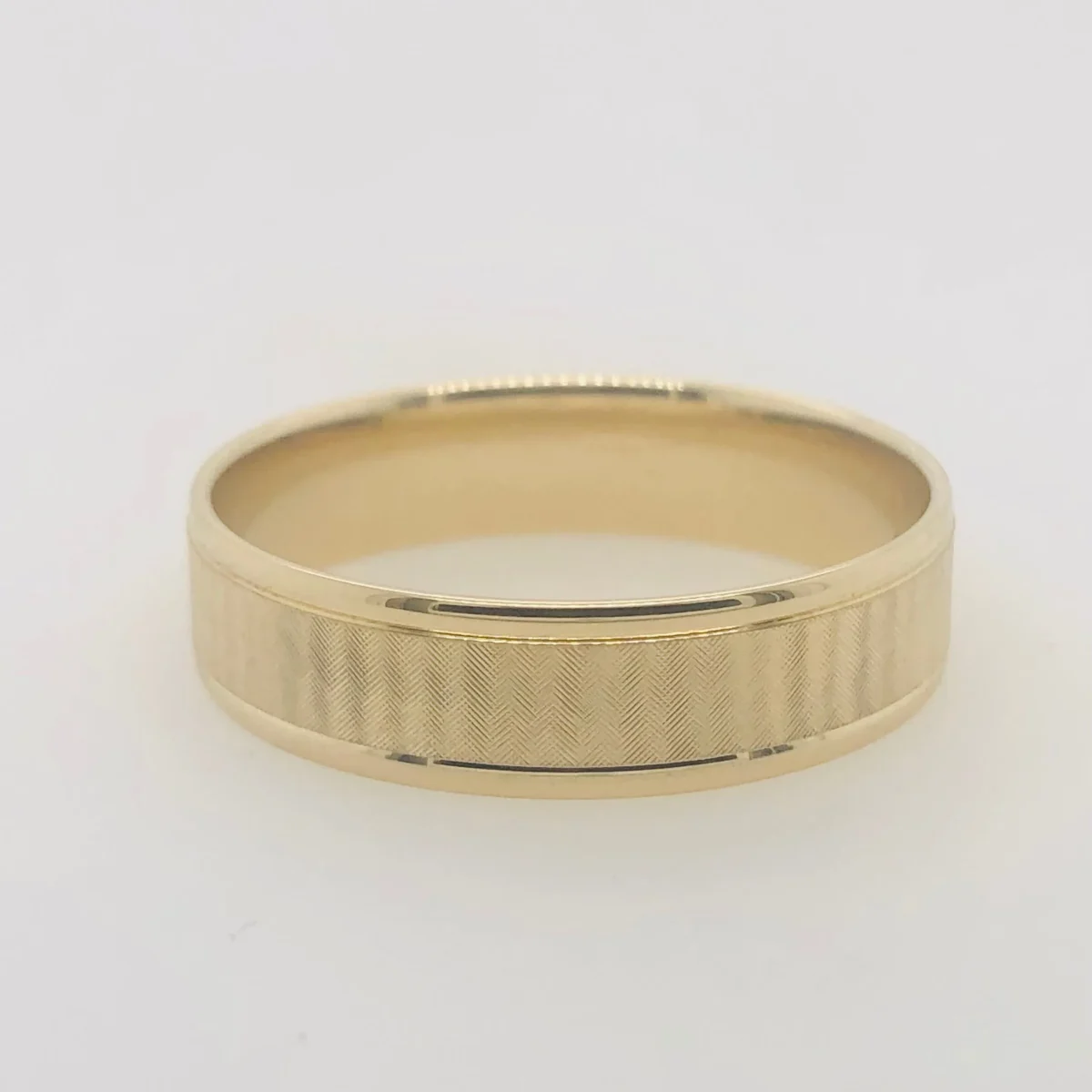 9ct Yellow Gold 6mm Wide Patterned Wedding Band