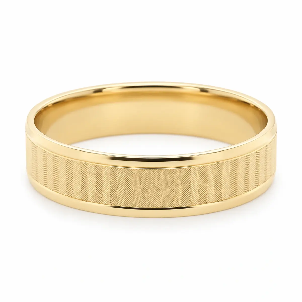 9ct Yellow Gold 6mm Wide Patterned Wedding Band