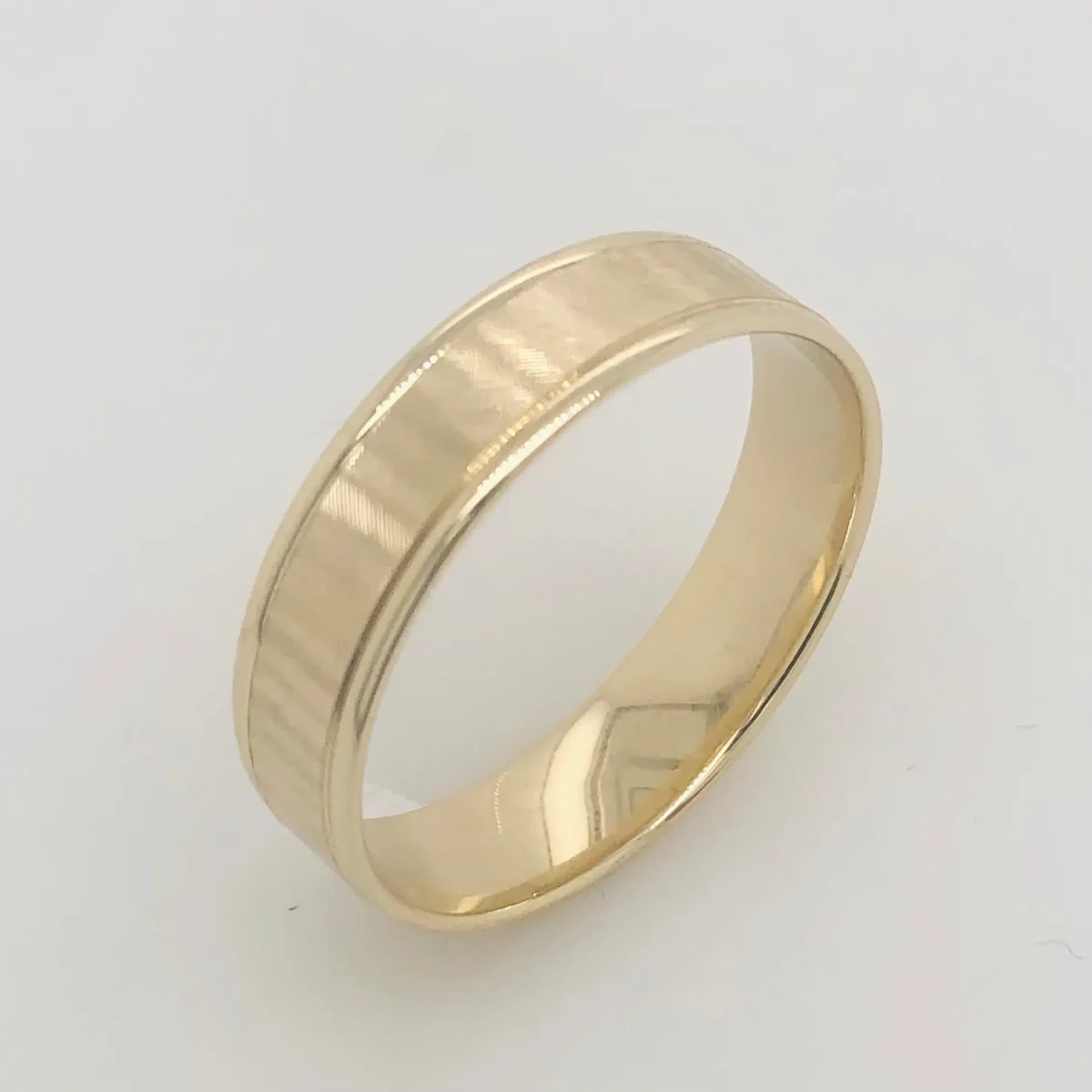 9ct Yellow Gold 6mm Wide Patterned Wedding Band