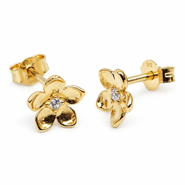 9ct Yellow Gold 7.5mm Flower Stud Earrings with CZ Centre - 5ER0802