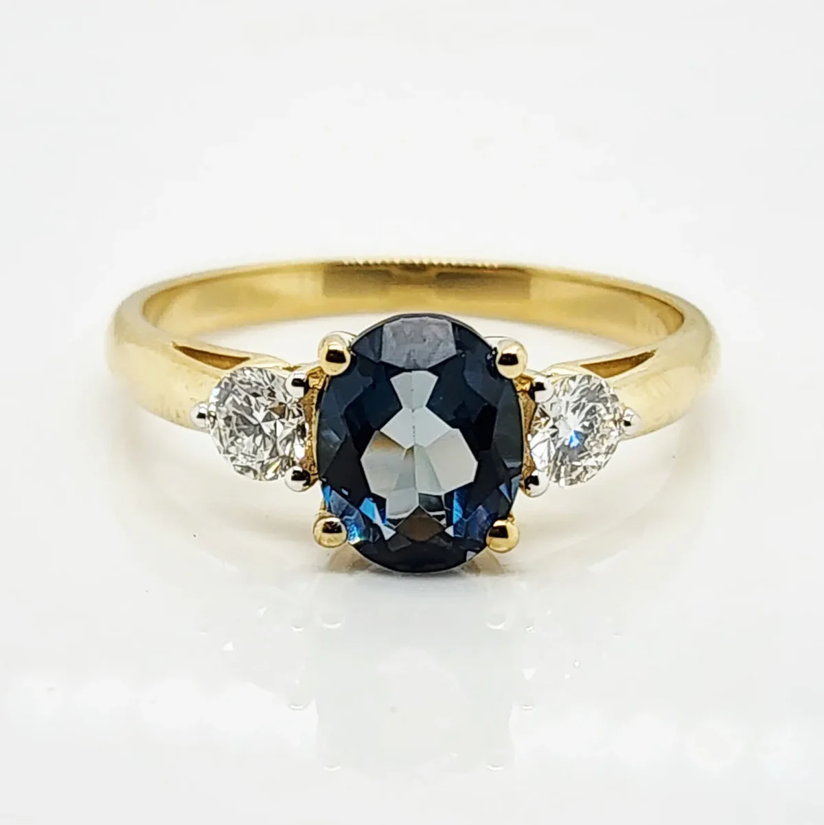 9ct Yellow Gold 7 x 9 Oval London Blue Topaz with 0.50ct LAB Diamonds - D/A468LBTLGD