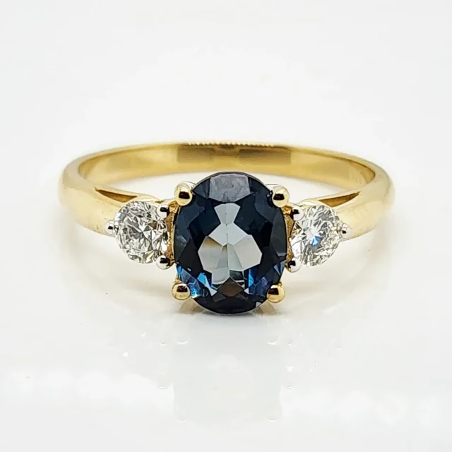 9ct Yellow Gold 7 x 9 Oval London Blue Topaz with 0.50ct LAB Diamonds - D/A468LBTLGD
