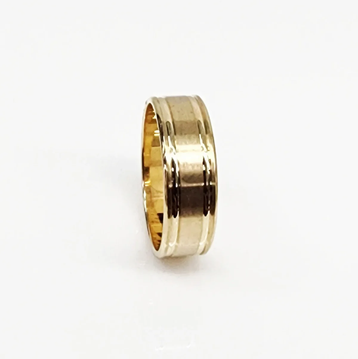 9ct Yellow Gold 7mm Grooved Wedding Band - 6L0014
