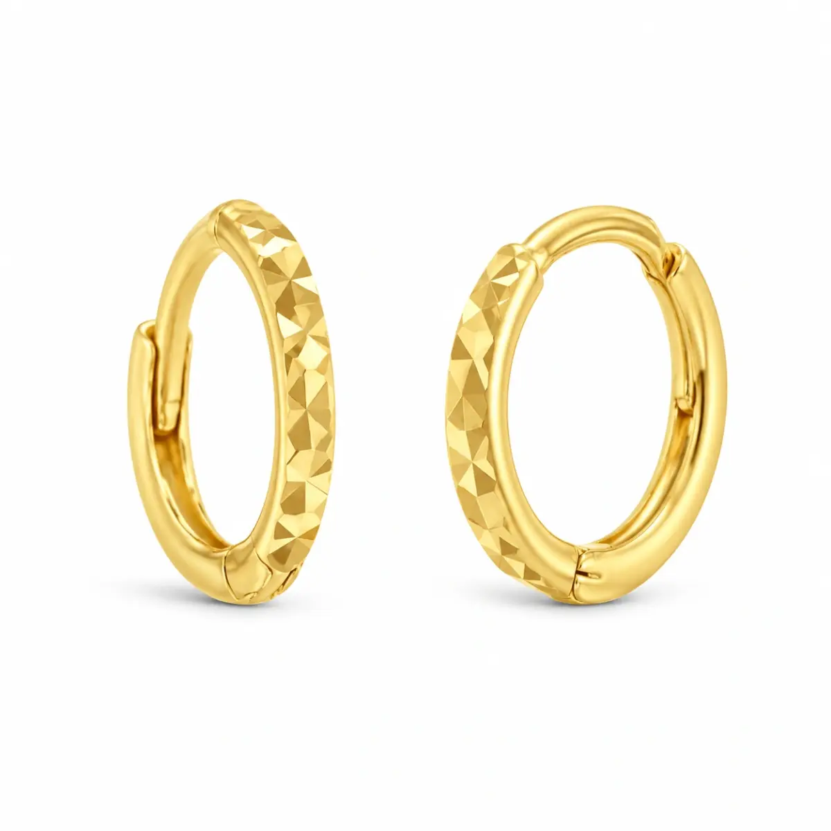 9ct Yellow Gold 7mm Mini Diamond Cut Huggies