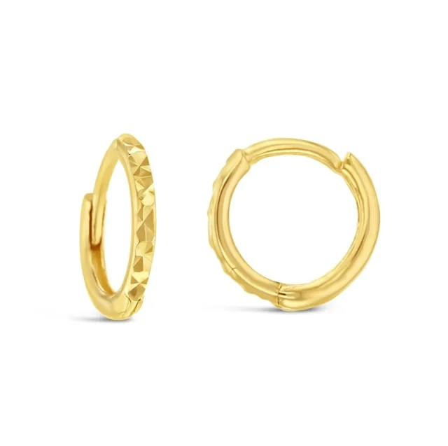 9ct Yellow Gold 6mm Mini Diamond Cut Huggies
