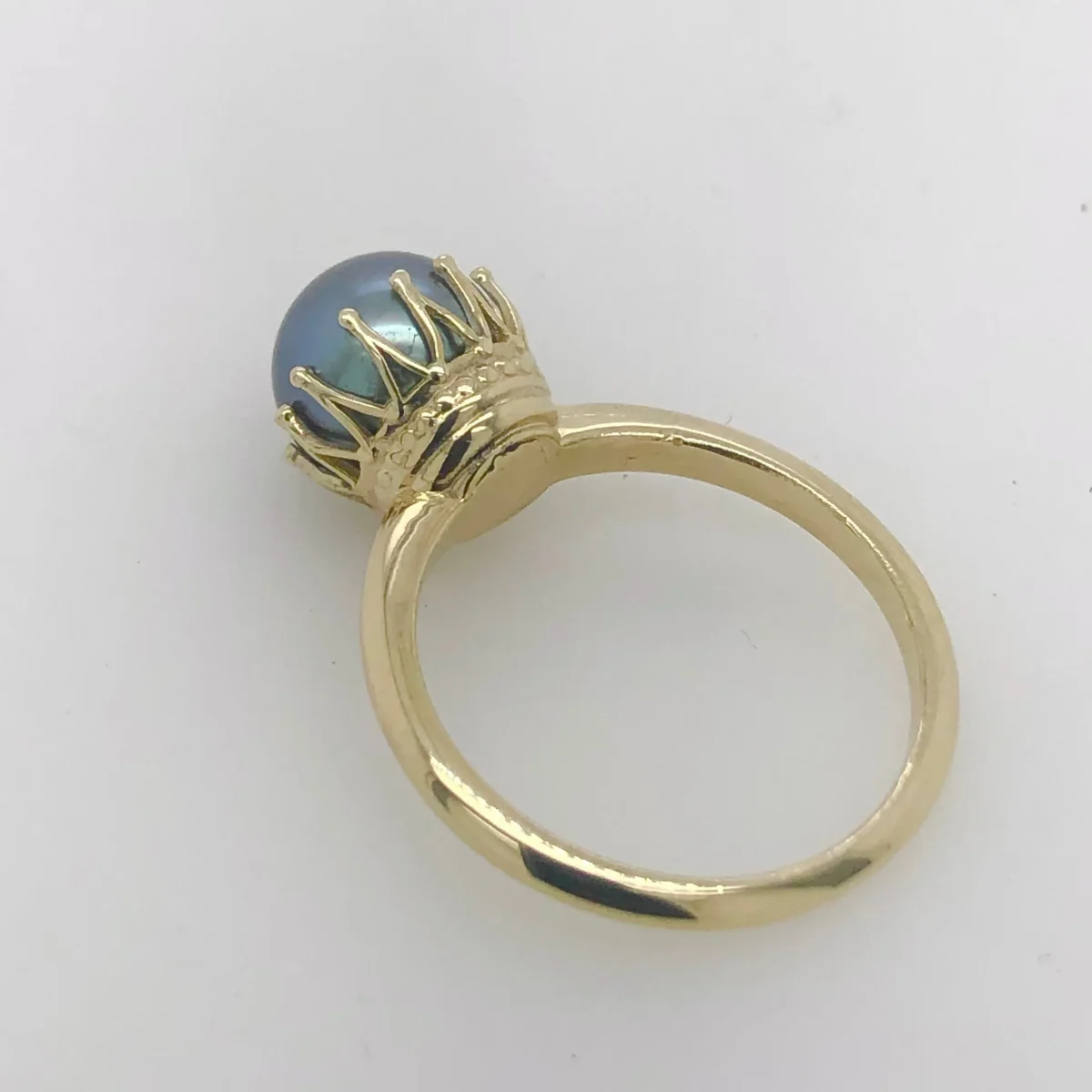 9ct Yellow Gold 8.5-9.0mm Tahitian Black Pearl Ring Crown Setting