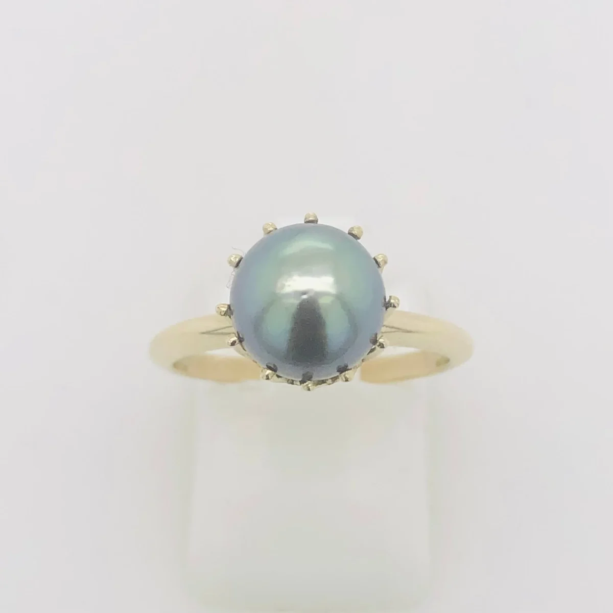 9ct Yellow Gold 8.5-9.0mm Tahitian Black Pearl Ring Crown Setting