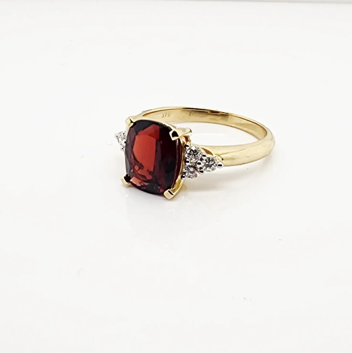 9ct Yellow Gold 8 x 10 Cushion Cut Garnet with 0.25ct Trio LAB Diamond Accents - D/A467GARLGD