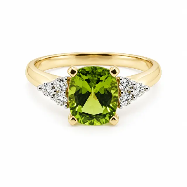 9ct Yellow Gold 8 x 10 Cushion Cut Peridot with 0.25ct Trio LAB Diamond Accents - D/A467PERLGD