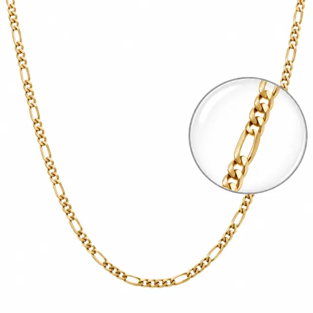 9ct Yellow Gold 80 Gauge Solid Figaro 1/3 Link Chain - FBSFD801/3