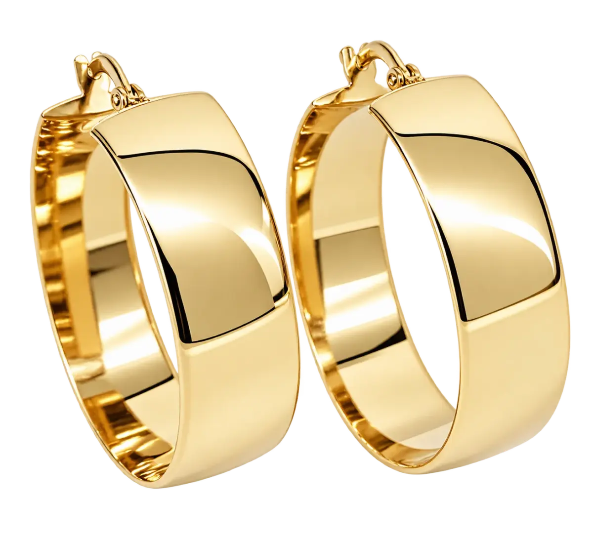 9ct Yellow Gold Flat Polished Hoop Earrings – 8mm Wide, 25mm Internal Diameter | Made in Italy - 5ER0313
