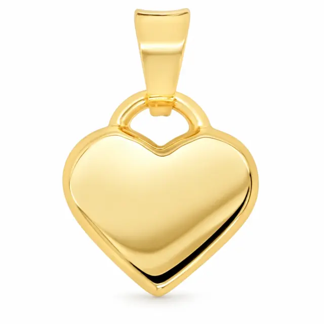 9ct Yellow Gold 9mm Mini Flat Heart Pendant