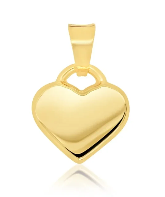9ct Yellow Gold 9mm Mini Flat Heart Pendant
