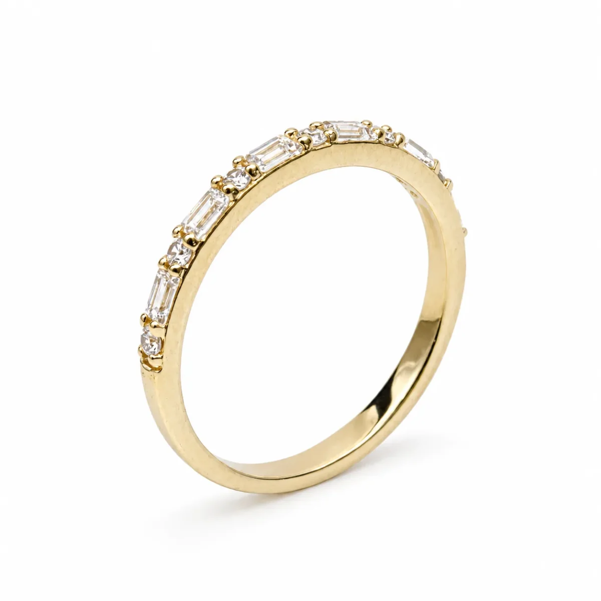 9ct Yellow Gold Alternating Round & Emerald Cut CZ Dress Ring - 9CTAUCRG1396