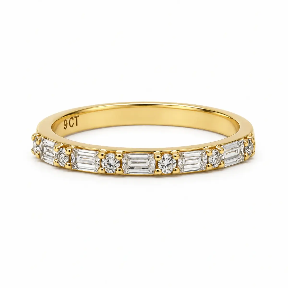 9ct Yellow Gold Alternating Round & Emerald Cut CZ Dress Ring - 9CTAUCRG1396