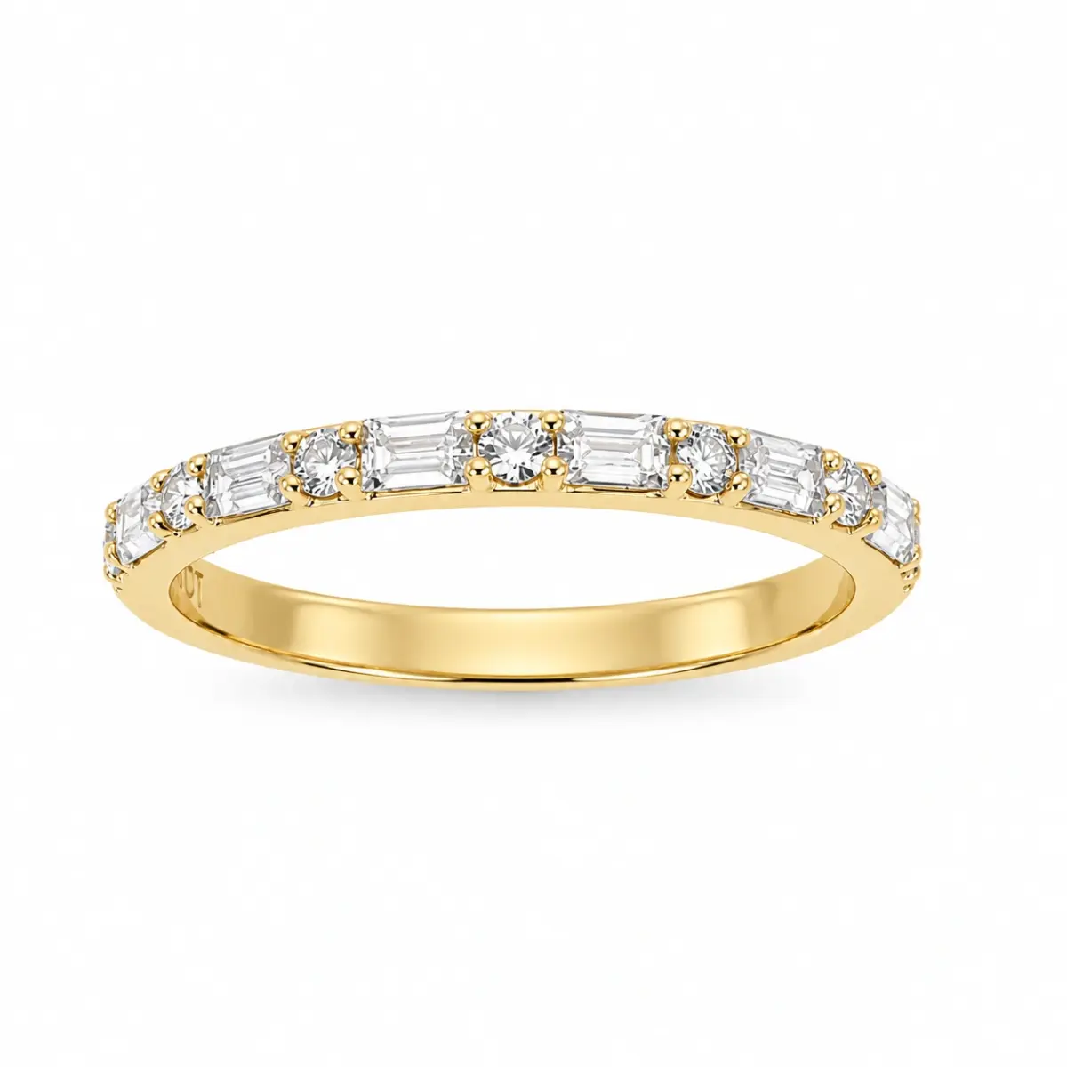 9ct Yellow Gold Alternating Round & Emerald Cut CZ Dress Ring - 9CTAUCRG1396