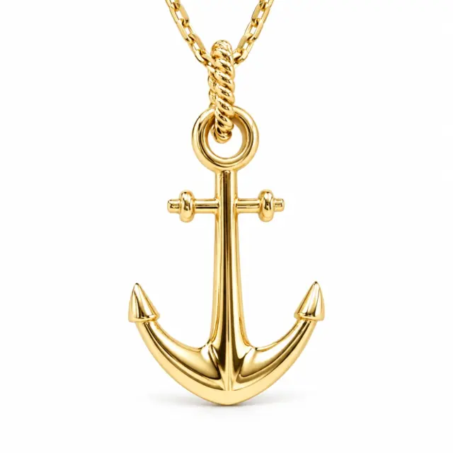 9ct Yellow Gold Anchor Pendant