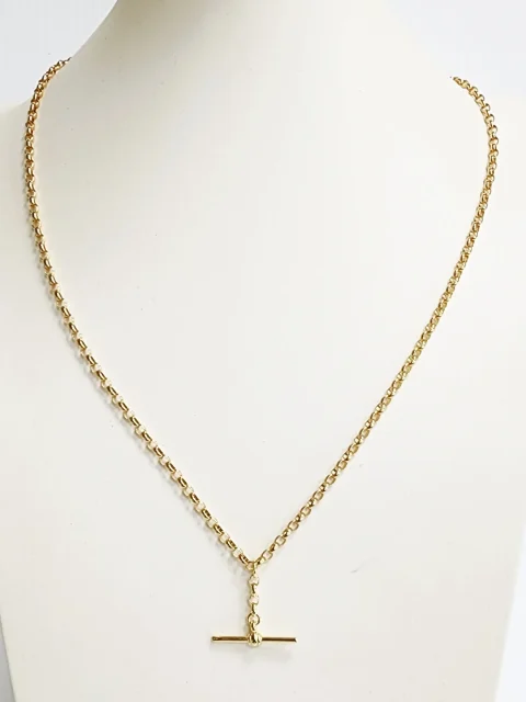 9ct Yellow Gold BO2 Oval Belcher T-Bar Necklace – 50cm - 9YBO2FOB
