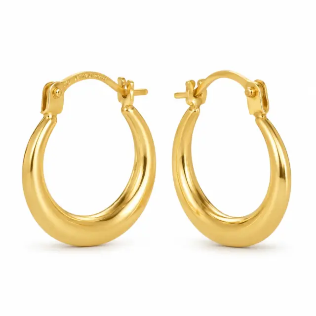 9ct Yellow Gold Cava 10mm Diameter Progressive Hoop Earrings