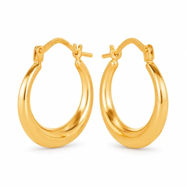 9ct Yellow Gold Cava 12mm Diameter Progressive Hoop Earrings