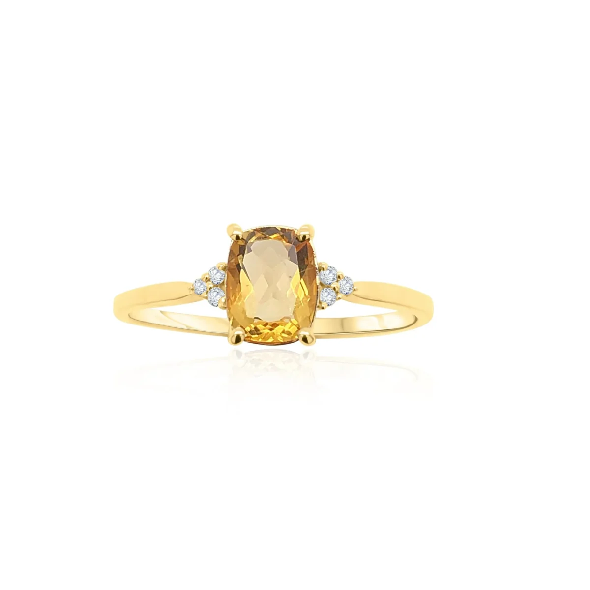 9ct Yellow Gold Citrine & Diamond Ring