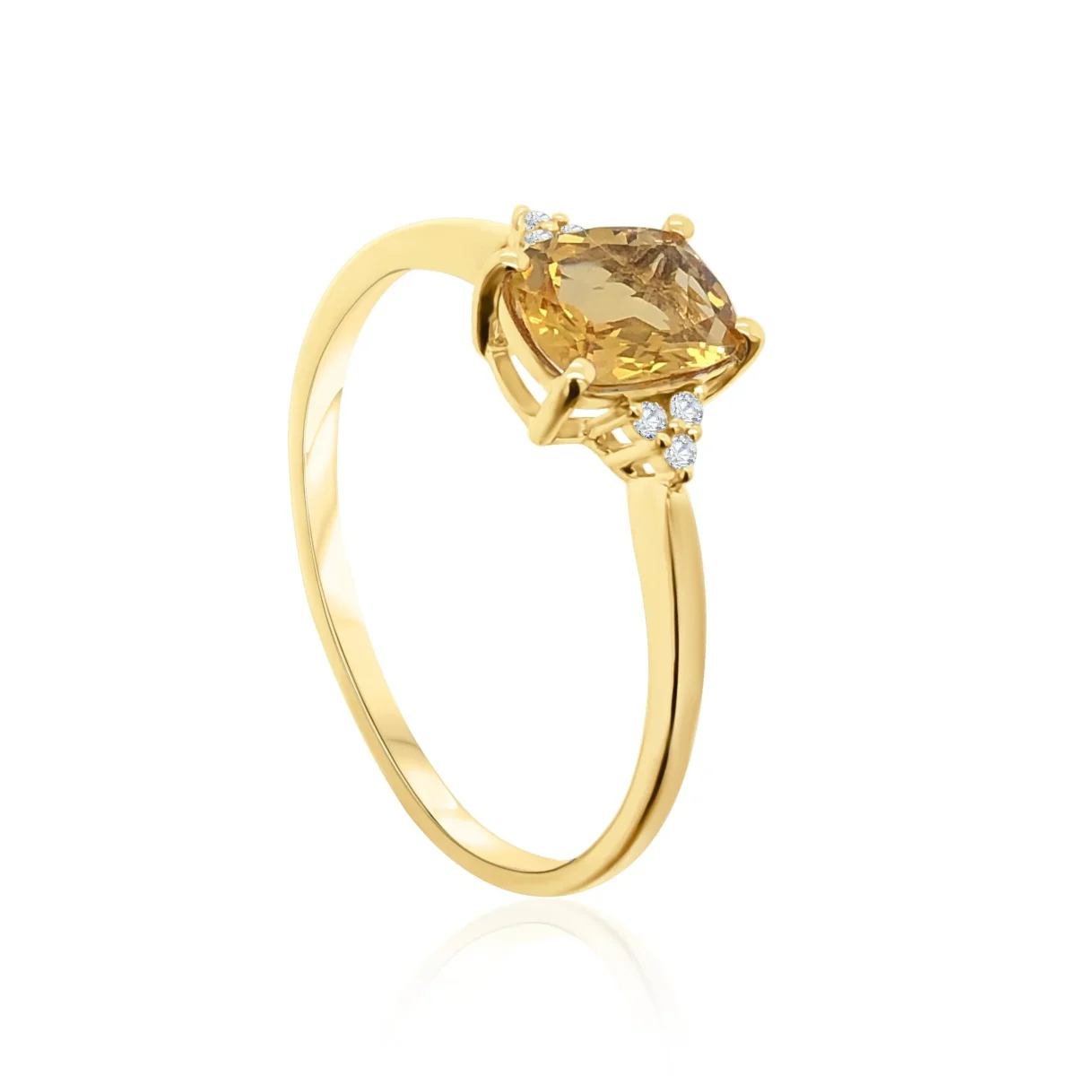 9ct Yellow Gold Citrine & Diamond Ring