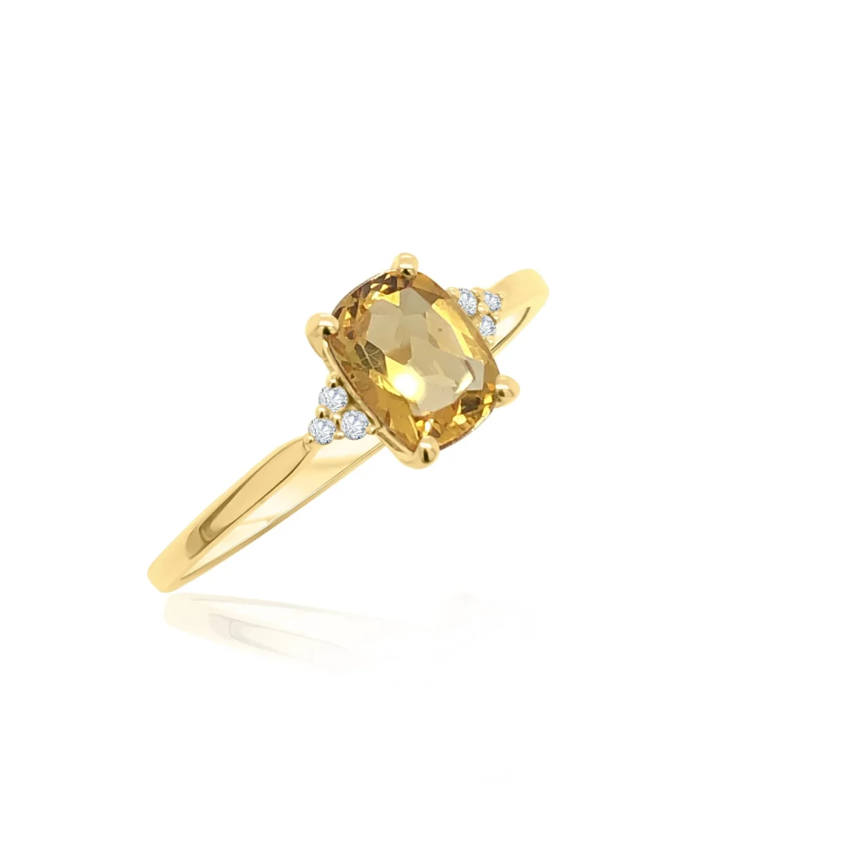 9ct Yellow Gold Citrine & Diamond Ring