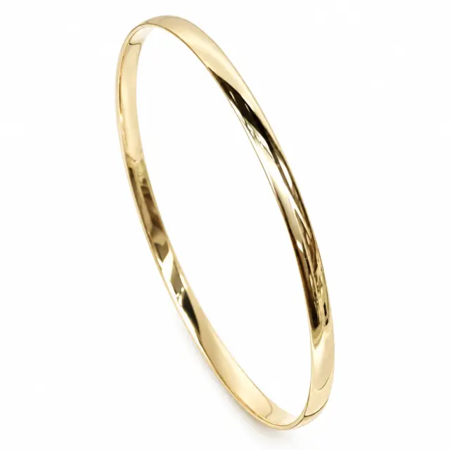 9ct Yellow Gold Classic Half Round 3mm Wide x 70mm Bangle