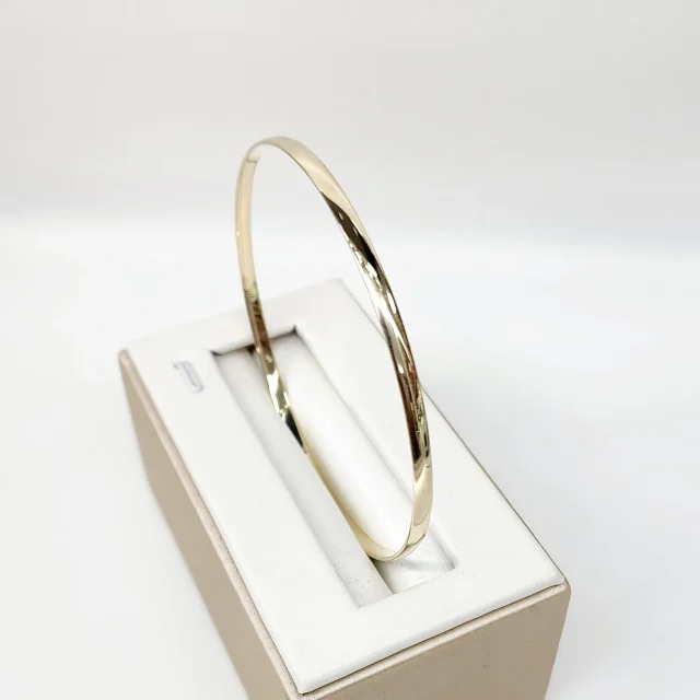 9ct Yellow Gold Classic Half Round 3mm Wide x 70mm Bangle