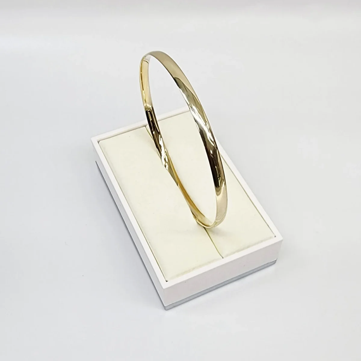 9ct Yellow Gold Classic Half Round 4mm Wide x 65mm Bangle
