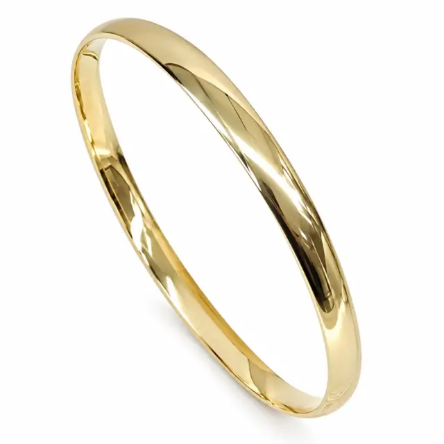 9ct Yellow Gold Classic Half Round 4mm Wide x 65mm Bangle