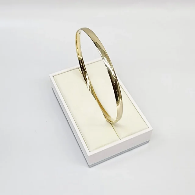 9ct Yellow Gold Classic Half Round 4mm Wide x 65mm Bangle