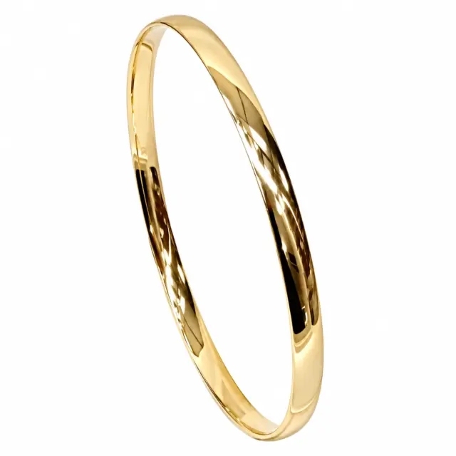 9ct Yellow Gold Classic Half Round 4mm Wide x 67mm Bangle