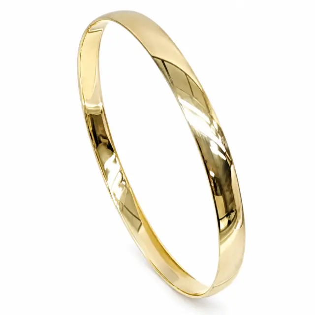 9ct Yellow Gold Classic Half Round 6mm Wide x 65mm Bangle
