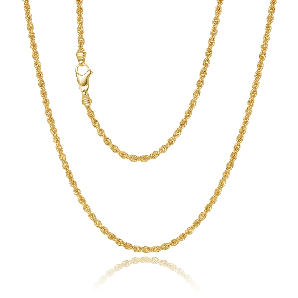 9ct Yellow Gold Classic Hollow Rope Chain 60 Gauge 3.30mm 65cm Long