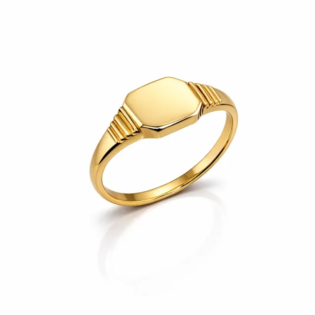 9ct Yellow Gold Classic Signet Ring – 7.7mm x 8.2mm Unisex - LD981X